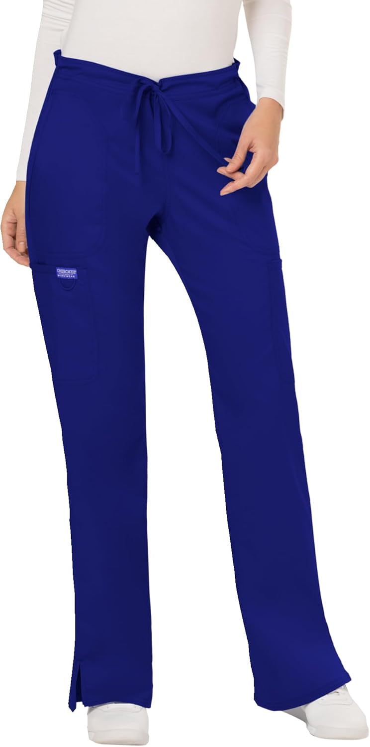 Cherokee Scrubs for Women Mid Rise Flare Drawstring Pants