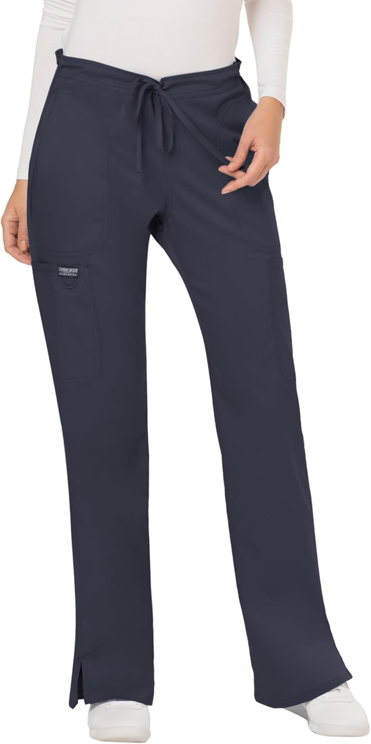 Cherokee Scrubs for Women Mid Rise Flare Drawstring Pants