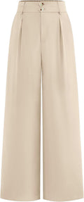 BTFBM Women Wide Leg Dress Pants High Waisted Pleated Trousers