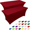 6FT Rectangular Fitted Table Cloth - Stretch Burgundy Spandex Cover