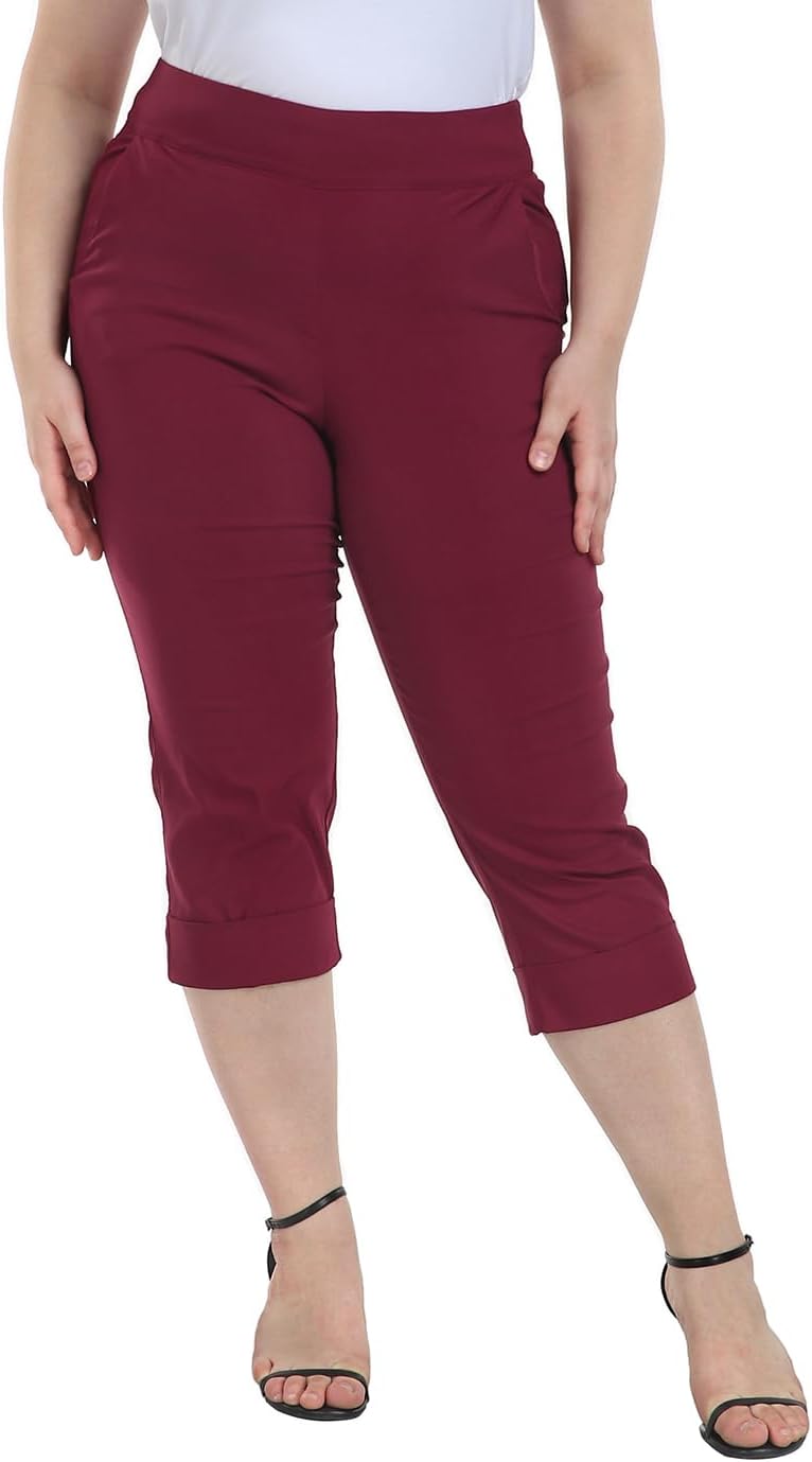 HDE Plus Size Pull On Capris for Women - Comfort and Style