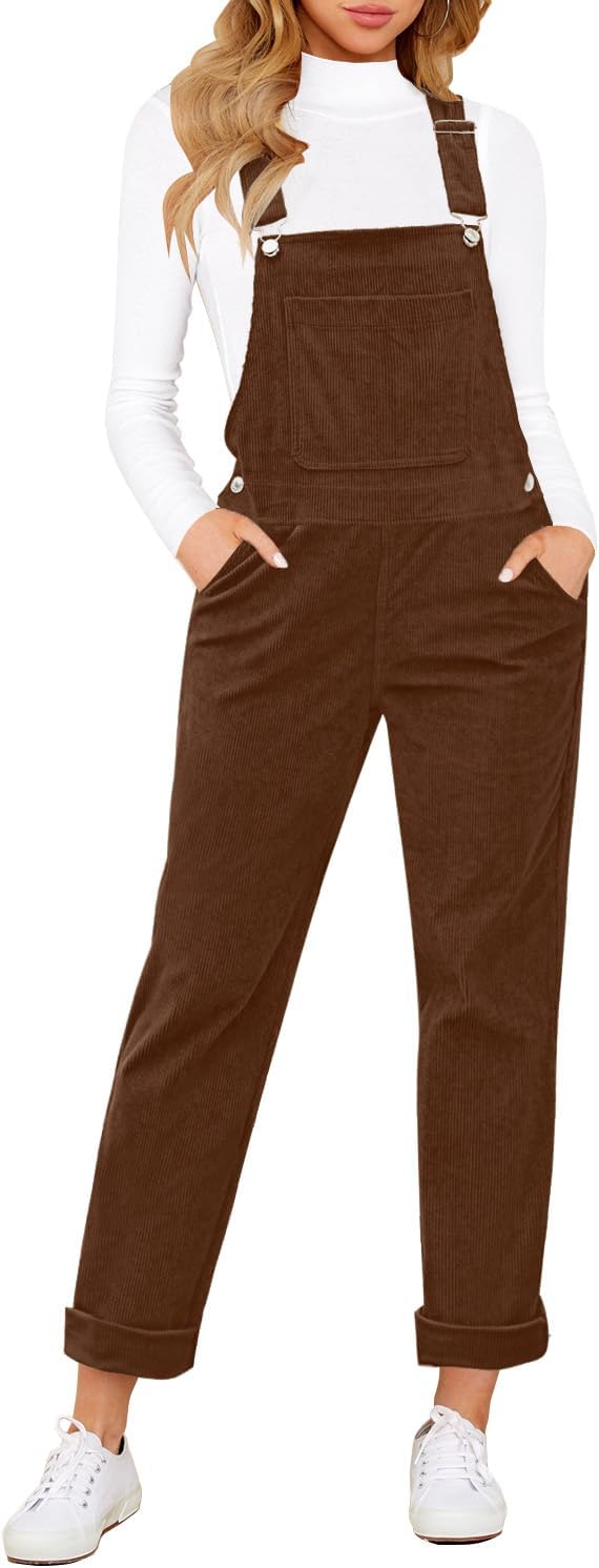 Stylish Womens Corduroy Overalls with Adjustable Straps