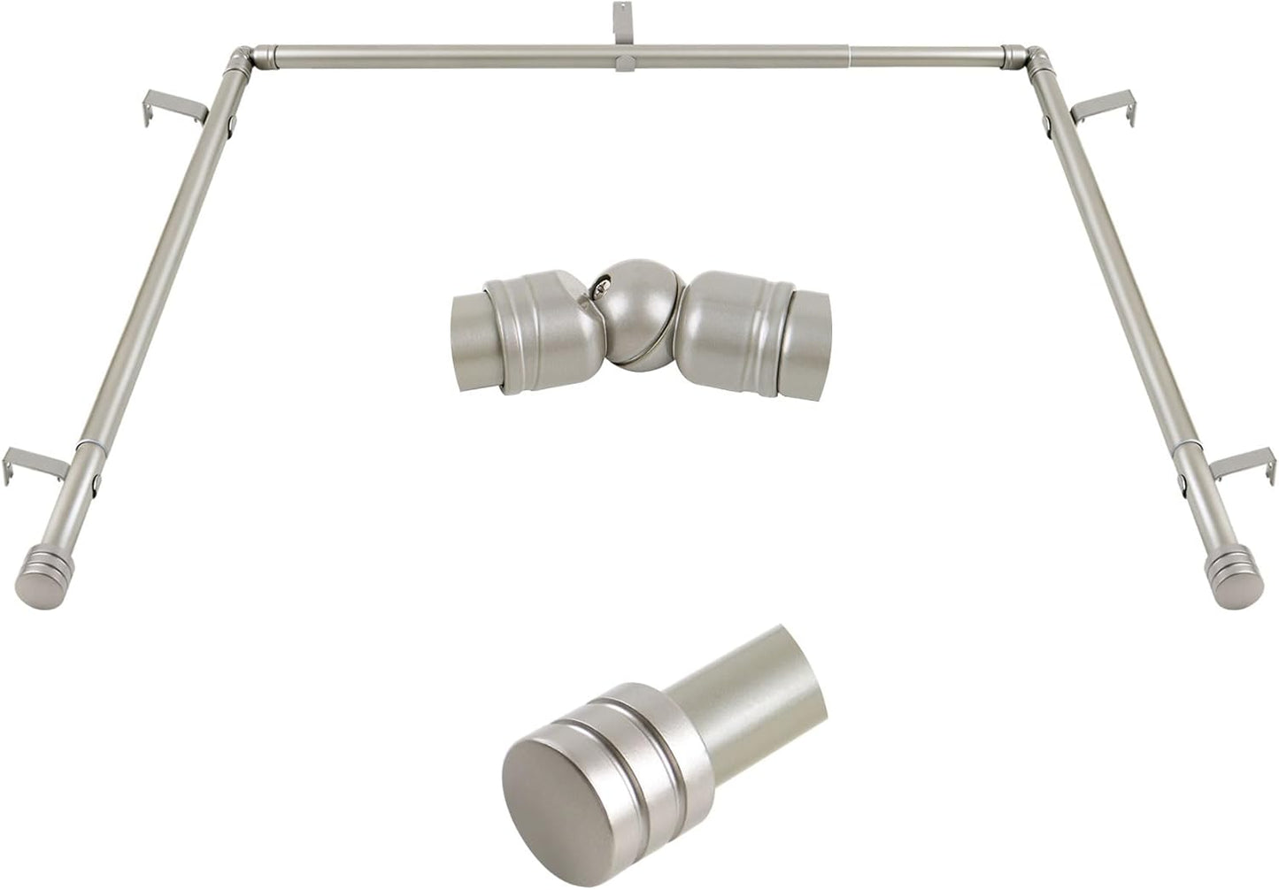 Bay Window Curtain Rods for Heavy Duty Use, Adjustable 36-72 in