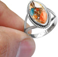925 Sterling Silver Oyster Copper Turquoise Ring - Boho Split Shank