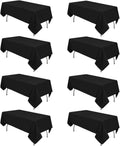 Black Tablecloths 60x84 in 8 Pack - Wrinkle Resistant Rectangle Linens