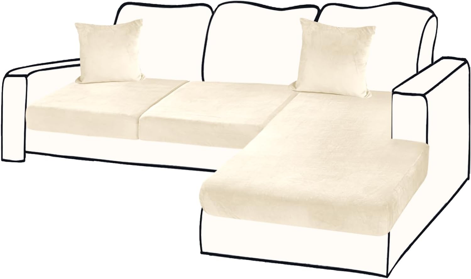 Sectional Couch Covers for 3-Piece Velvet L Shape Sofa