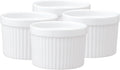 HIC Kitchen Deep Souffle Set of 4, Fine Porcelain, 10-Ounce