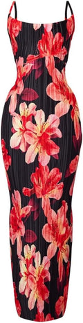 Cowl Neck Cami Maxi Dress Sexy Strap Shoulder Pleated - Elegant Fit
