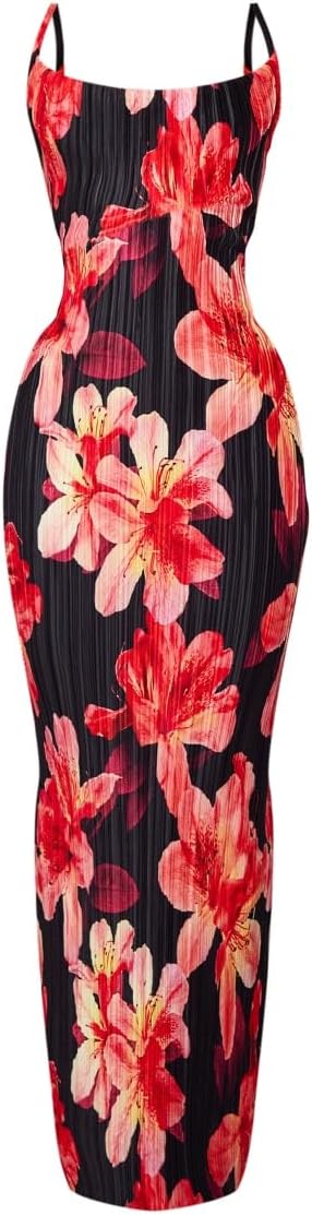Cowl Neck Dress for Women - Sexy Strap Shoulder Maxi Style