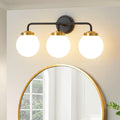 Black Gold Bathroom Light Fixtures Above Mirror - Modern 3-Light