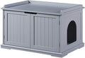 unipaws Cat Litter Box Enclosure Furniture - Hidden Litter Box Cabinet