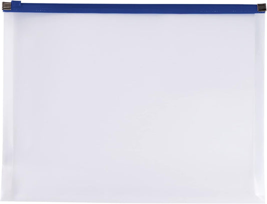 Clear/Blue Letter Size Poly Zip Envelope - Office Depot