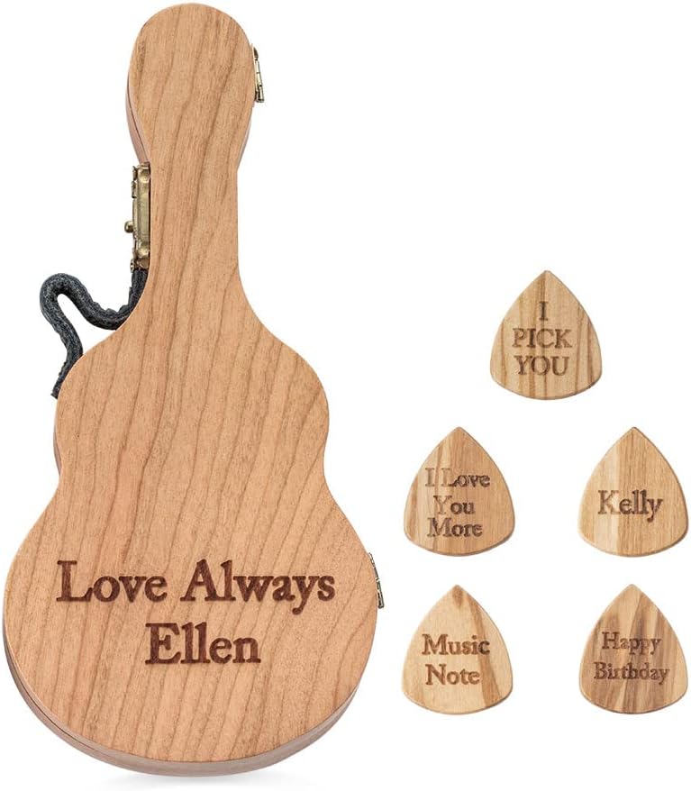 Personalized Wooden Guitar Picks Holder - Engraved Cool Gifts