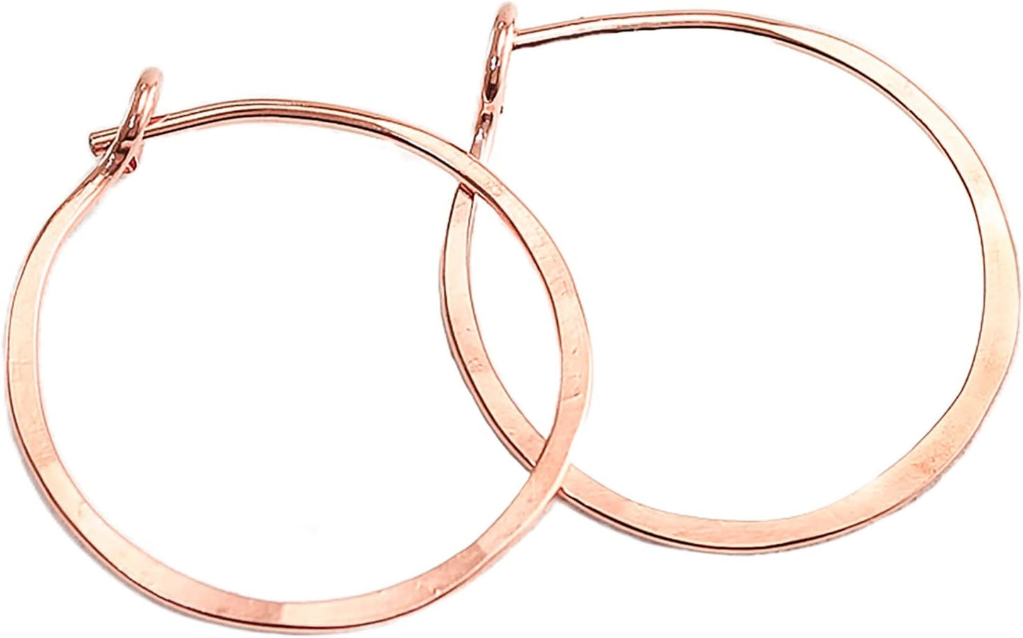 Thin Hammered Hoop Earrings in 14K Rose Gold Filled Style