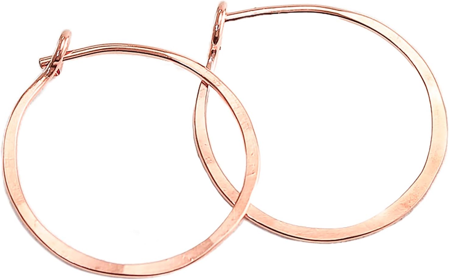 Thin Hammered Hoop Earrings in 14K Rose Gold Filled Style