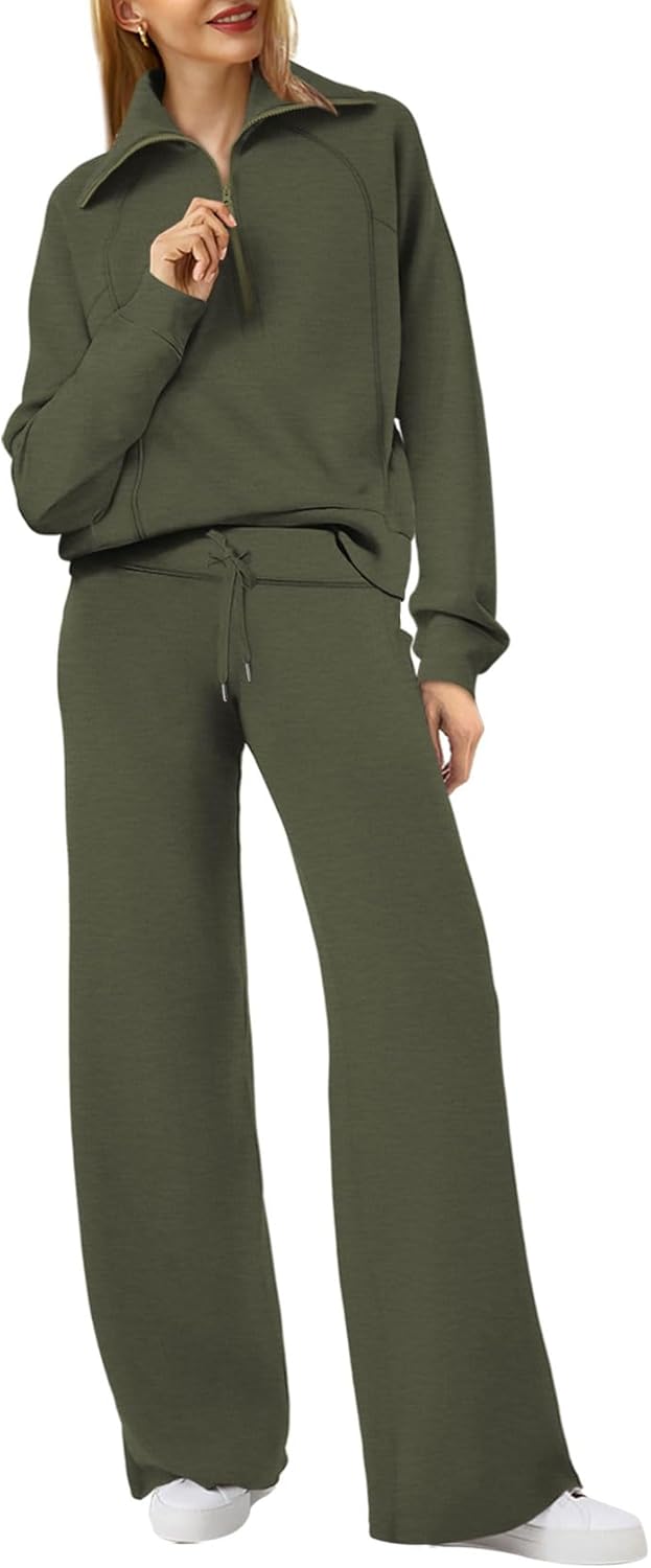 XIEERDUO Lounge Sets For Women: Cozy Half Zip Sweatshirt & Pants