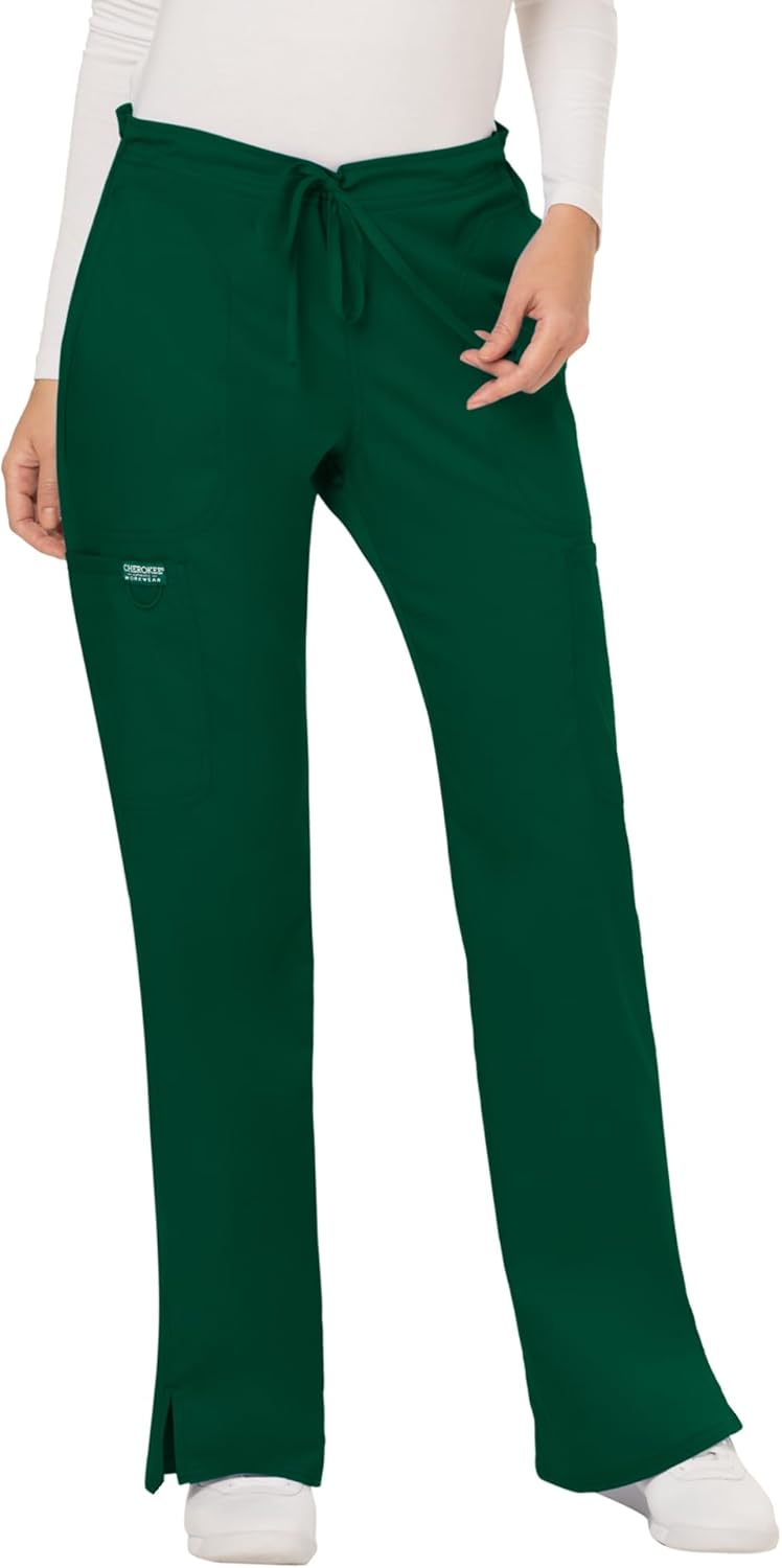 Cherokee Scrubs for Women Mid Rise Flare Drawstring Pants