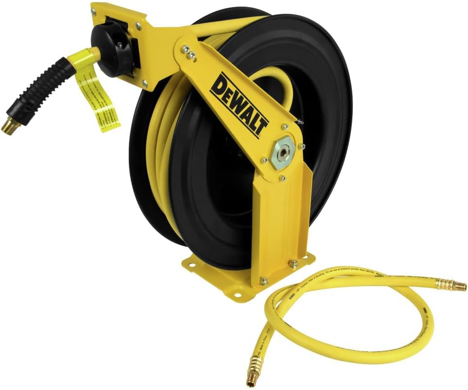 DEWALT 50ft Retractable Air Hose Reel: Double Arm Construction