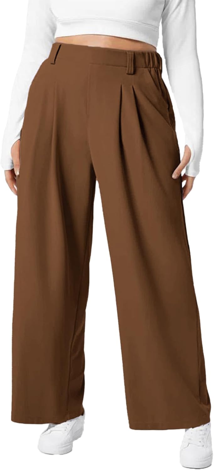 Eytino Womens Plus Size Wide Leg Dress Pants for Comfort