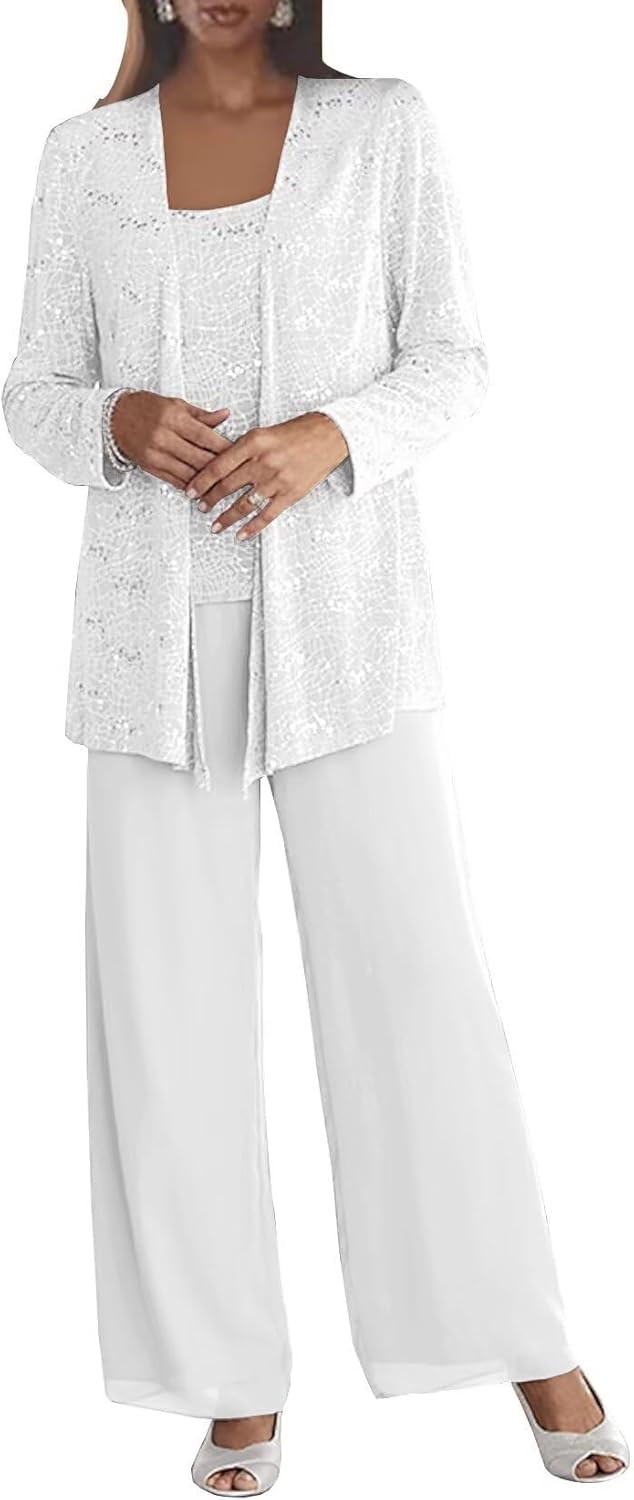 Chiffon Mother of The Bride Pant Suits for Elegant Weddings