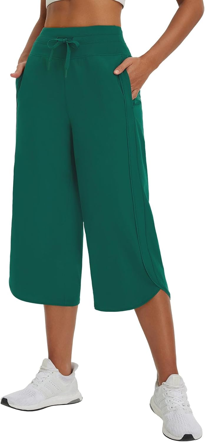 Baleaf Women's Wide Leg Capri Pants for Summer Hiking and Yoga