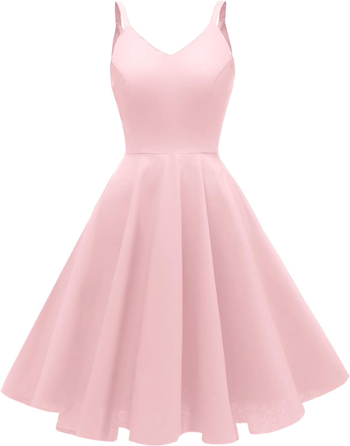 GOOBGS Women's 1950s Retro Vintage Spaghetti Strap Dress