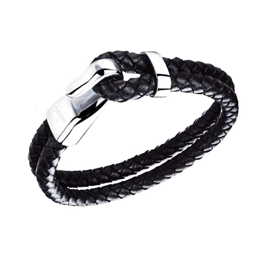 Genuine Double Braided Black Leather Bracelet for Men - Luxurious