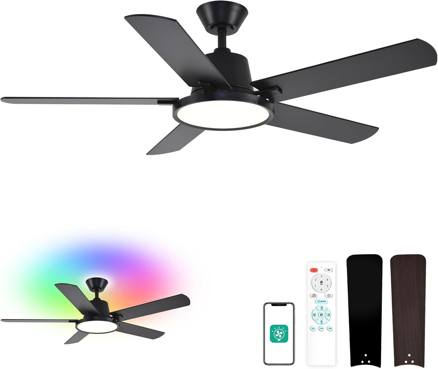 Orison Ceiling Fans with Lights: 52 inch Low Profile Fan