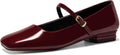 Coutgo Mary Jane Flats Closed Square Toe Ballet Flats - Dressy Comfort