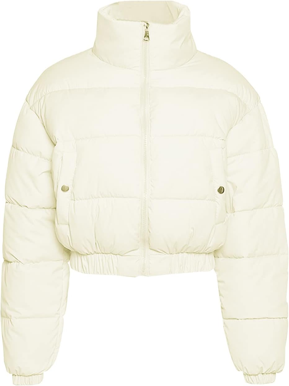 Gihuo Women's Cropped Quilted Puffer Jacket for Winter Style