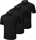 Mens Polo Shirt Quick-Dry 3 Pack - Performance Golf & Tennis Wear