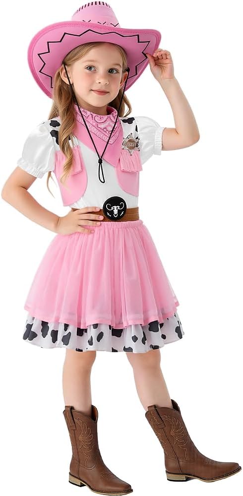 Cowgirl Costume for Girls with Hat - Perfect Dress Up Fun