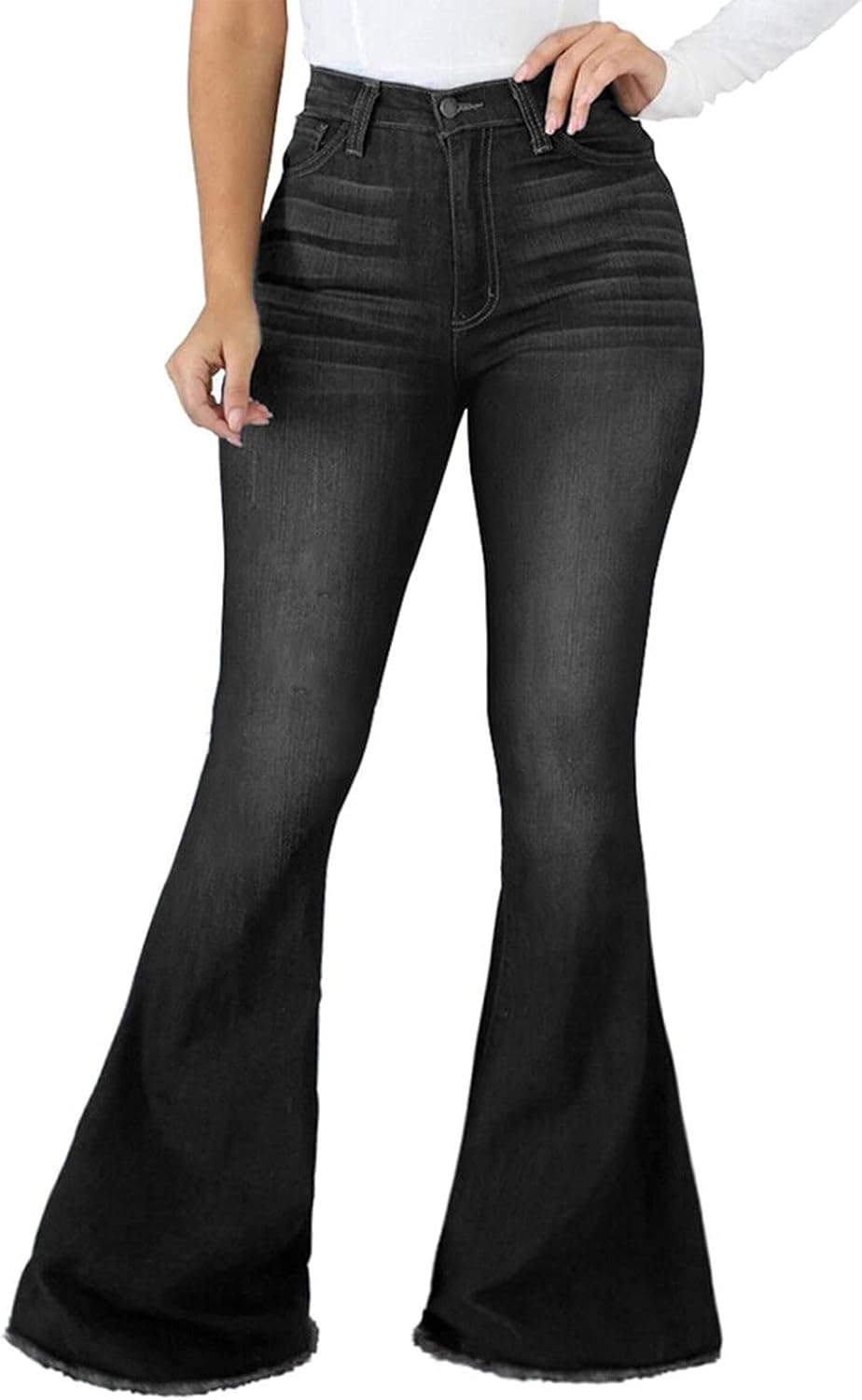 SeNight Women Bell Bottom Jeans with Ripped Flared Style