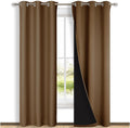 NICETOWN Gold Brown Full Shade Curtain Panels - True 100% Blackout