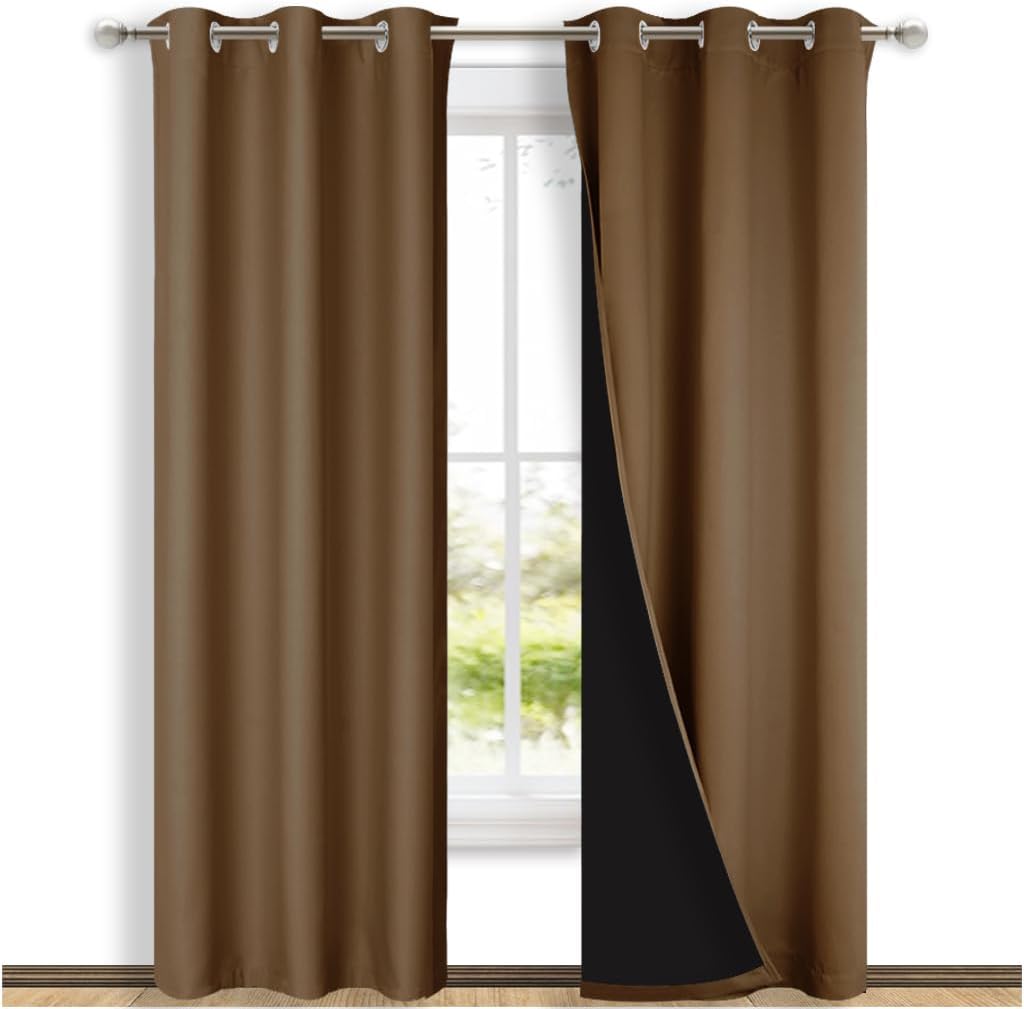 NICETOWN Gold Brown Full Shade Curtain Panels for Living Room