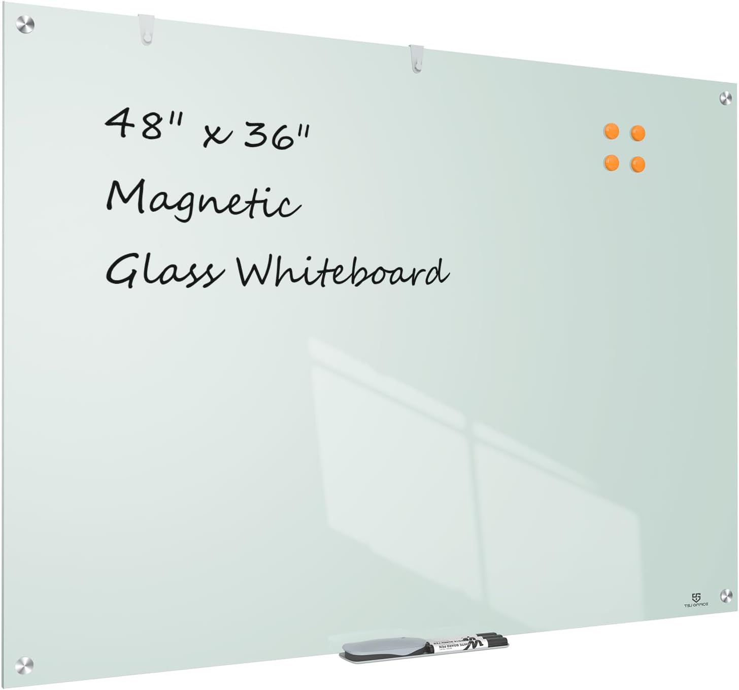 Premium 48 x 36 Inches Glass Dry-Erase Board for Home & Office