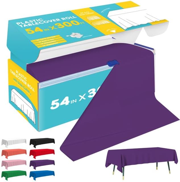 Purple Plastic Table Cover Roll - Perfect for Any Event Setup