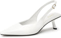 Kitten Heels for Women Pointed Toe Slingback Pumps - Comfortable Low
