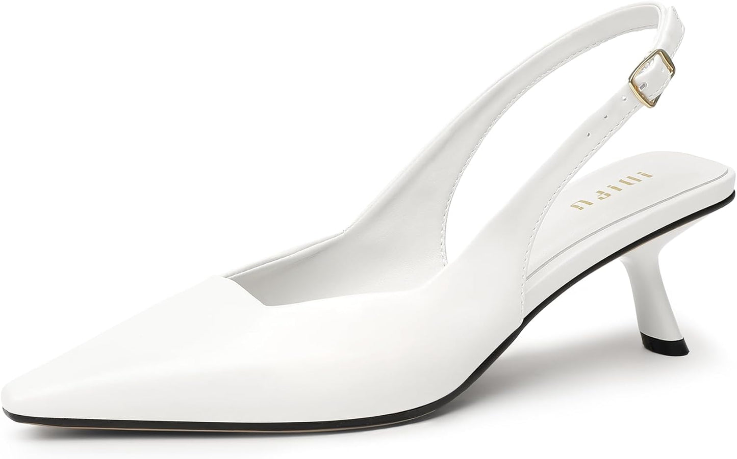 IDIFU Kitten Heels Closed Toe Slingback Pumps for Women