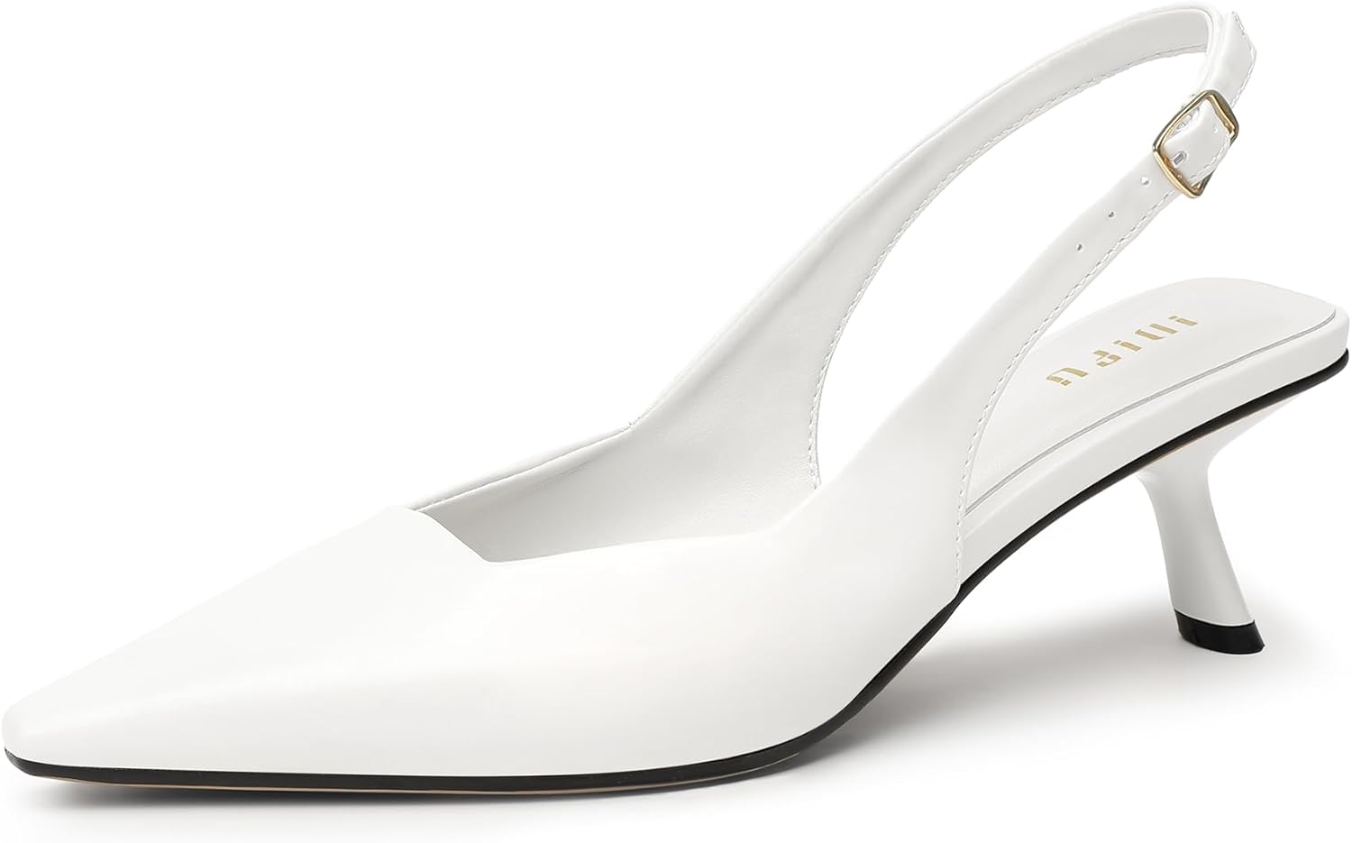 IDIFU Kitten Heels Closed Toe Slingback Pumps for Women