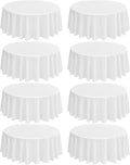 8 Pack 90 in White Round Polyester Tablecloths - Wrinkle Resistant
