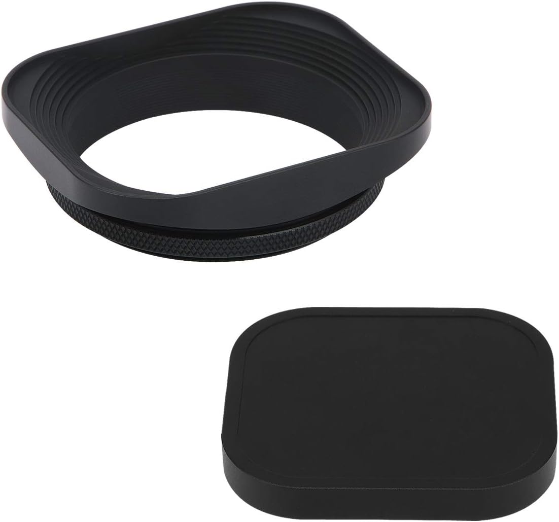 Haoge 55mm Square Metal Screw-in Lens Hood with Cap for Leica
