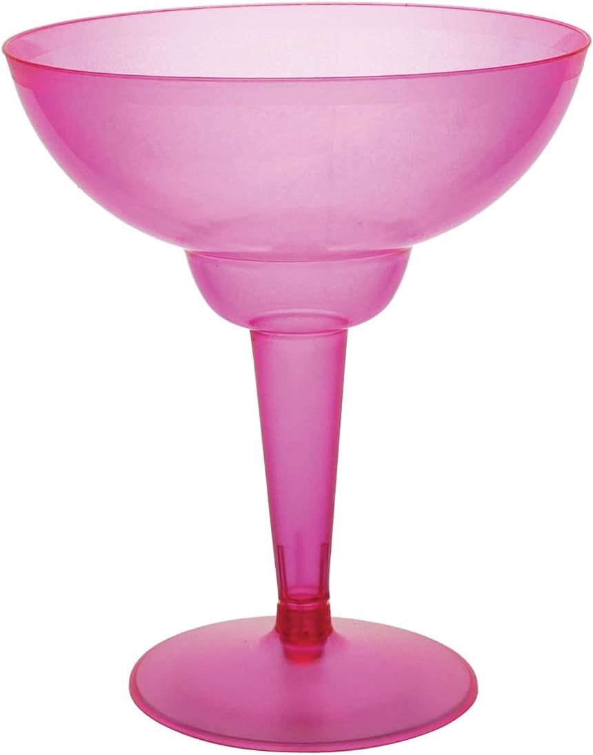 Neon Pink Margarita Glasses 20-Count - Party Perfect!