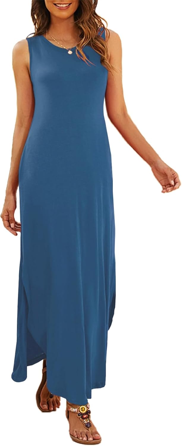 Hount Women's Casual Summer Sleeveless Dress with Pockets
