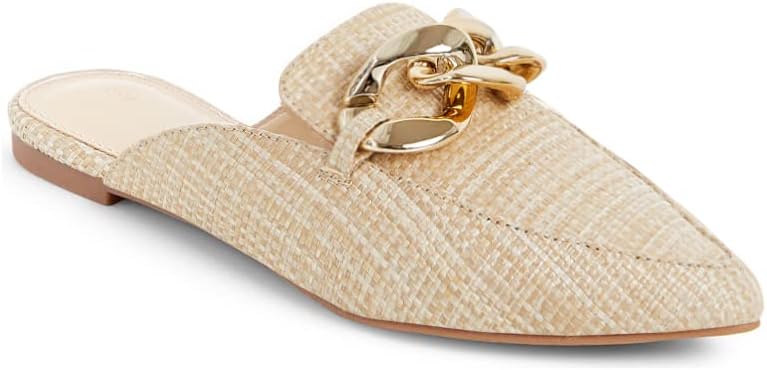 Juliet Holy Womens Mules Flats with Pointed Toe and Chain Slides