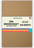 150 Brown Kraft Fiber 28/70 lb Text Paper Sheets 11 in x 17 in