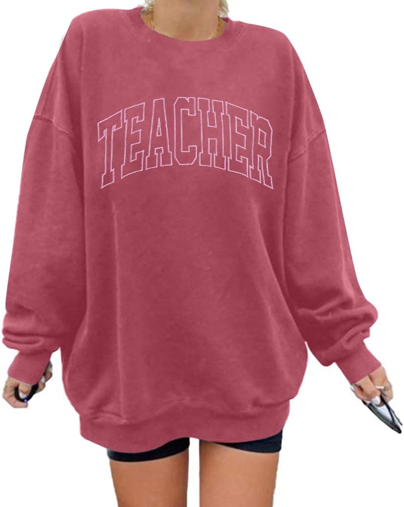 BANGELY Teacher Life Sweatshirt: Cozy, Oversized, Retro Vibes!