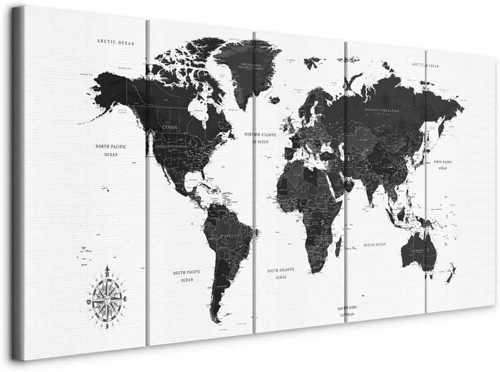 Acoustic Canvas Wall Art World Map 59x24 in for Soundproofing