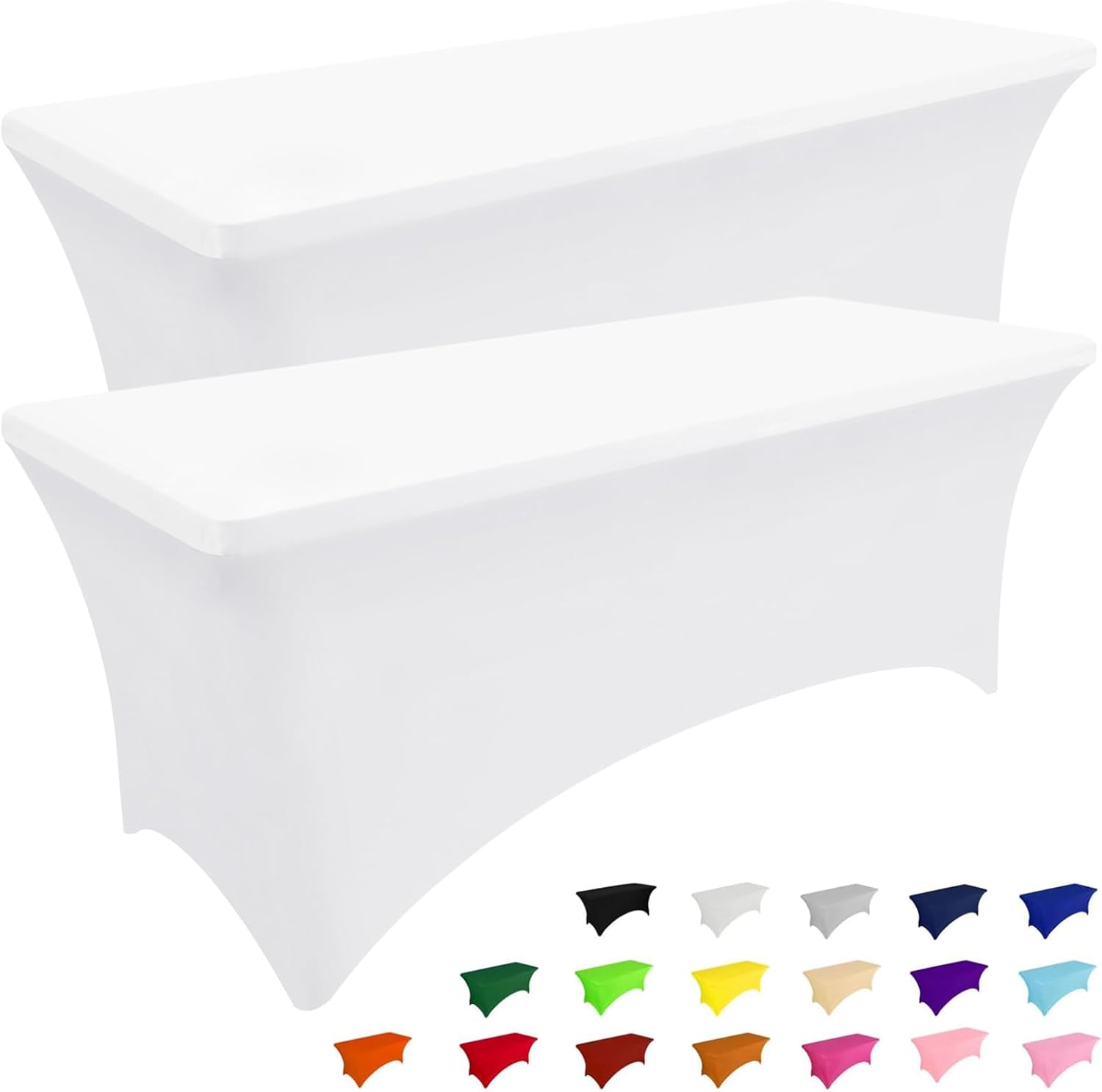 Smiry 2 Pack Spandex Table Cloths for 8FT Rectangular Tables