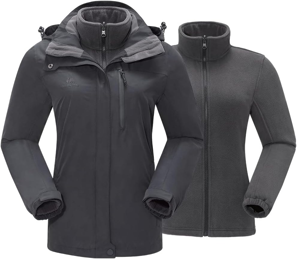 CAMEL CROWN Women's 3-in-1 Waterproof Ski Jacket - Versatile Winter Essential